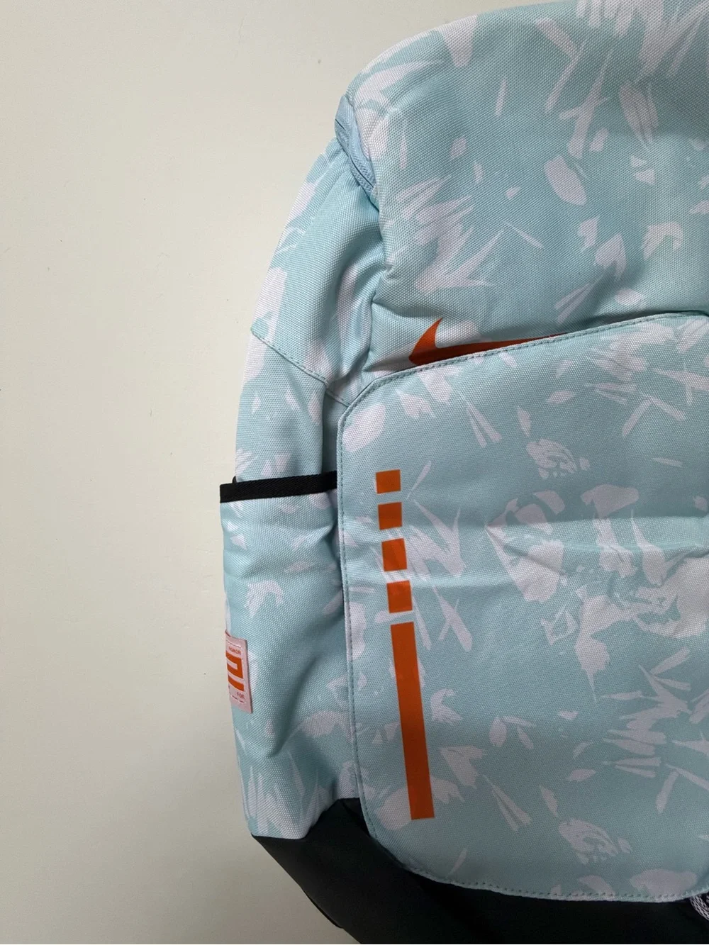 Nike Light Blue Printed Backpack with Orange Accents